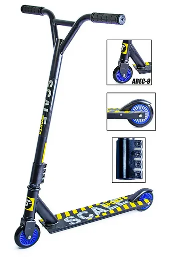Трюковый двухколесный самокат Scale Sports Tornado на подшипниках Abec-9 (Синий) - фото 2