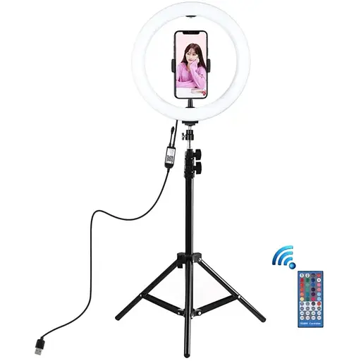 Кільцева USB RGBW LED лампа Puluz PKT3043 10"+ штатив 1.1 м