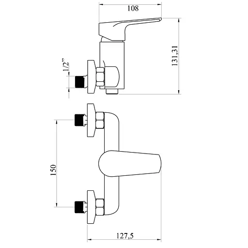 Смеситель для душа DOMINO VITO DVO-105 ручной с держателем и шлангом для удобства использования - фото 2