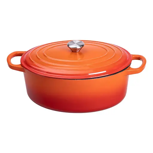 Гусятниця чавунна емальована з кришкою на 6 літрів Ø26 см для всіх типів плит Жовтогарячий Yiwu HP-1-10-ORANGE - фото 5