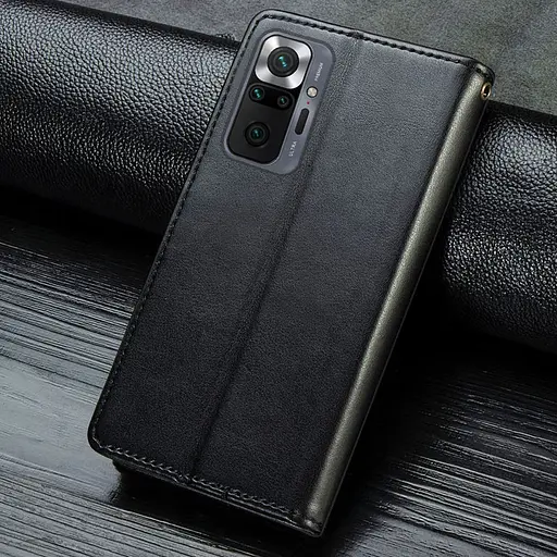 Кожаный чехол-книга Getman Gallant (PU) для Xiaomi Redmi Note 10 Pro / 10 Pro Max Черный - фото 5