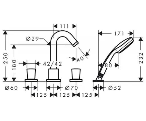 Смеситель для ванны Hansgrohe Logis 71314000 Хром - фото 2
