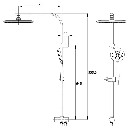Душова система Imprese T-15082, Хром - фото 2