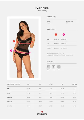 Комплект білизни Obsessive Ivannes S/M чорний - фото 7