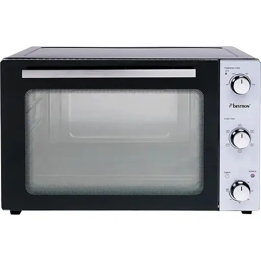 Міні-піч для випічки Bestron AOV55 2-в-1 з шампурами, що обертаються, 55 літрів, 2000 Вт, нержавіюча сталь, чорний