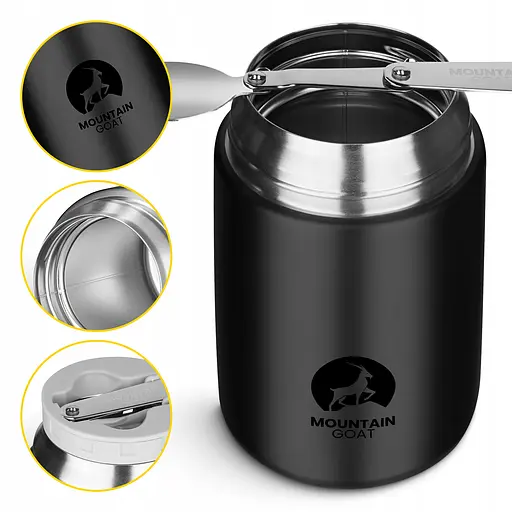 Термос для еды Mountain Goat 0.72 л с ложкой Black (P-5905973406956) - фото 11