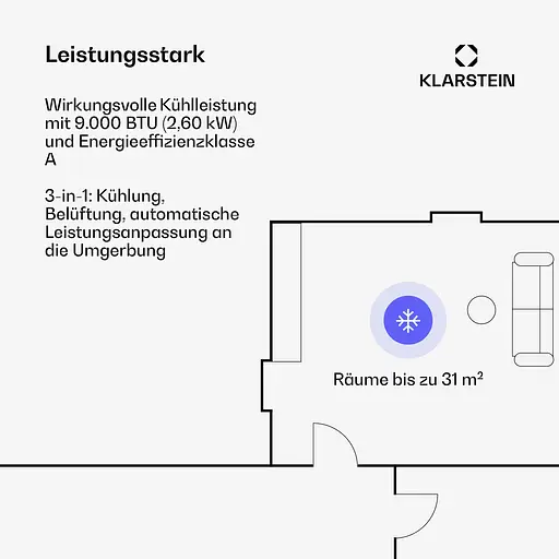 Мобильный кондиционер Klarstein Aero Ring 9k (10046097) - фото 3