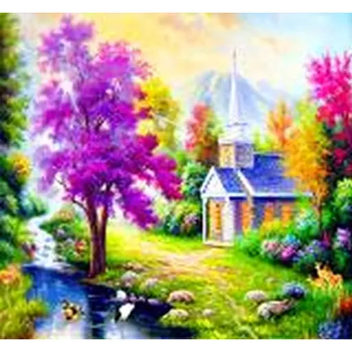 Алмазна мозаїка на підрамнику, 30*30 див. Наедеине з природою - фото 1