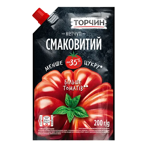Кетчуп Торчин "Смаковитий" зі зниженою кількістю цукру 200 г