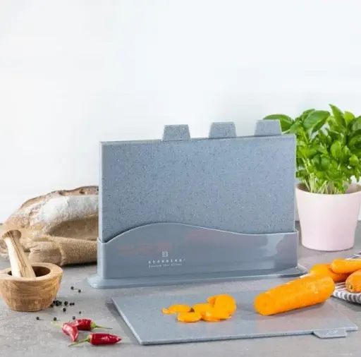 Набір обробних дошок Edenberg сірі 5 предметів з підставкою (EB-11984) - фото 2