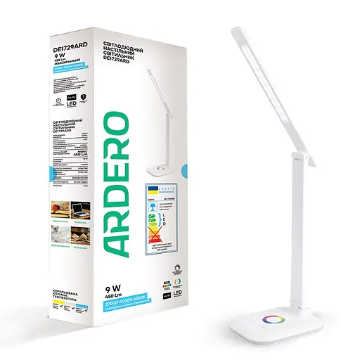 Світлодіодний настільний світильник Ardero DE1729ARD 9Вт білий - фото 1