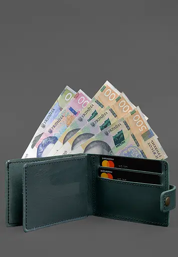 Кожаная обложка-портмоне для удостоверения участника боевых действий (УБД картонный документ) Зеленая - фото 5