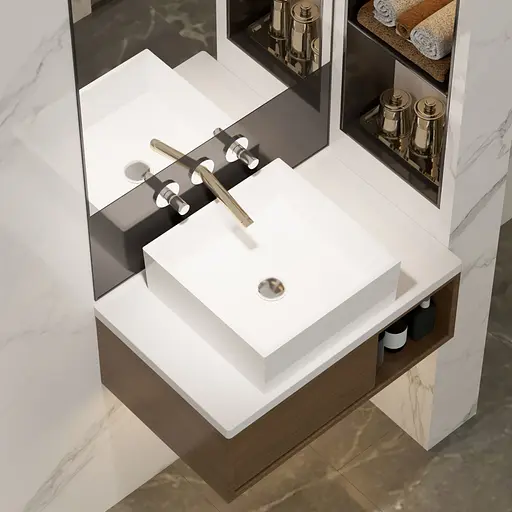 Раковина глянцева накладна Amidicon Ring 40 400x400 з литого каменю RING_40_HL, Білий - фото 6