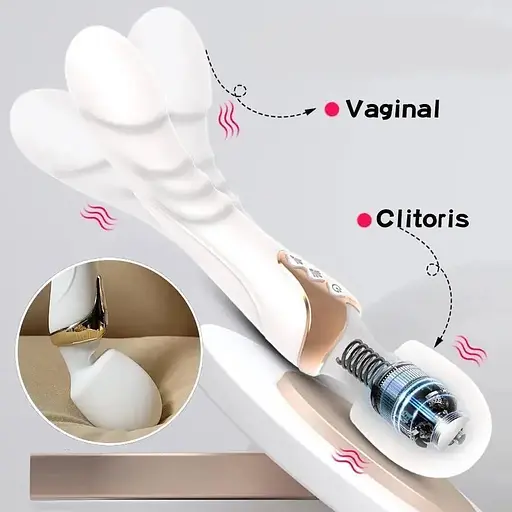 Потужний Вагінально-кліторальний член ToyJoy 2 New, подвійний стимулятор на акумуляторі для жінок білий, чорний - фото 3
