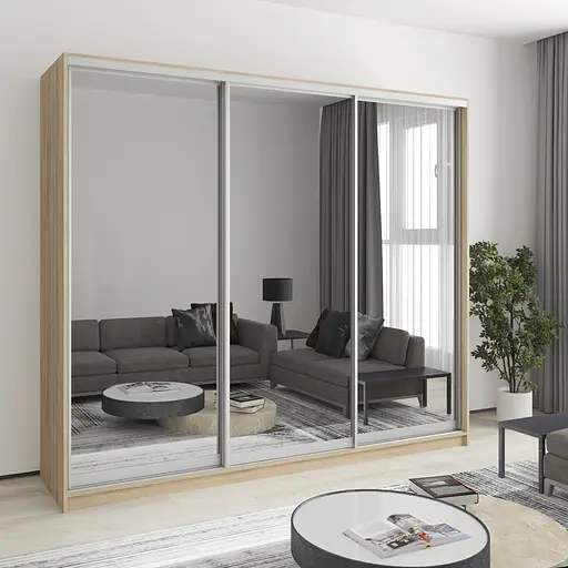 Шафа-купе тридверна MebelStar Комбо AL 3 Дзеркала 240x45x210 см Дуб сонома (MBS-3260)