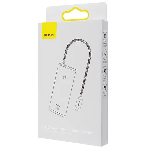 Перехідник HUB Baseus Lite Series 6in1 (Type-C to HDMI + 2xUSB 3.0 + PD+SD/TF) (WKQX05) Black - фото 6