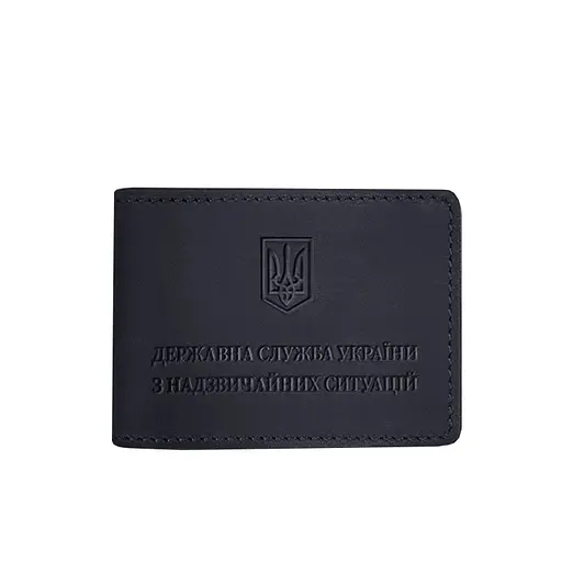 Кожаная обложка на удостоверение Государственной службы Украины по чрезвычайным ситуациям (ГСЧС) темно-синяя Crazy Horse - фото 6