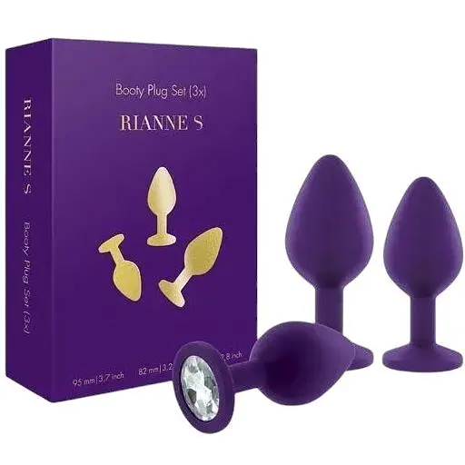 Набір анальних пробок із кристалом Rianne S: Booty Plug Set Purple діаметр 2.7 см 3.5 см 4.1 см