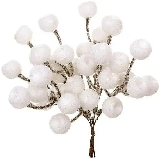 Ветка для декора 20 см Искусственные материалы для декора и флористики с ягодами Белый - фото 1