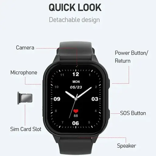 Смарт-часы детские Wonlex KT19 RPO 4G с камерой WI-FI GPS SIM-карта Black (16992) - фото 7