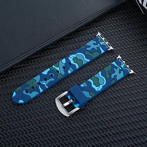 Ремінець Creasted для годинника Apple Watch 42 мм 44 мм силіконовий з пряжкою, Camouflage with blue - фото 5