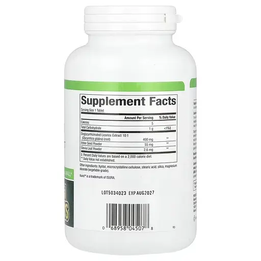 Солодка (Лакриця) дегліцирризиновий екстракт кореня DGL Deglycyrrhizinated Licorice Root Extract Natural Factors 180 жувальних таблеток - фото 2