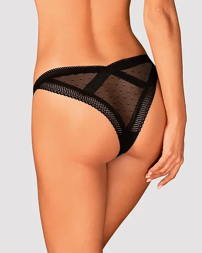 Кружевные трусики с заниженной талией Obsessive Estiqua panties черные M/L - фото 2