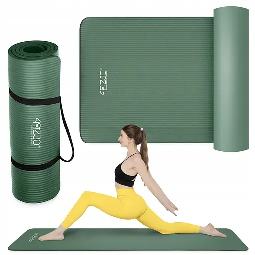 Коврик (мат) спортивный 4FIZJO NBR 180 x 60 x 1.5 см для йоги и фитнеса Navy Green (P-5905973406727) - фото 2