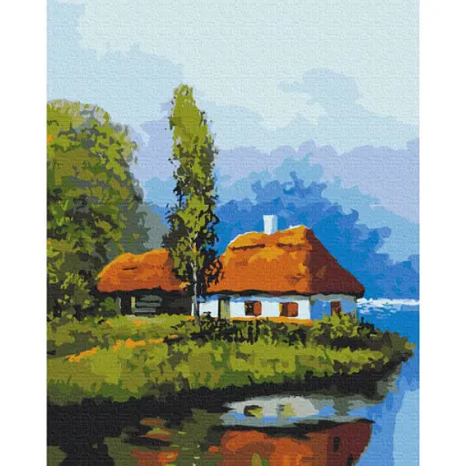 Набір для розпису по номерах Хатинка біля озера, 40x50 см, BS53152