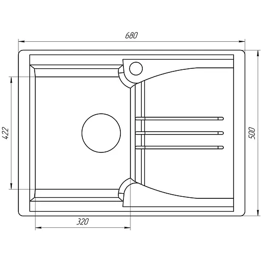 Гранитная мойка Globus Lux Balaton слоновая кость 680x500 мм, Бежевый - фото 6