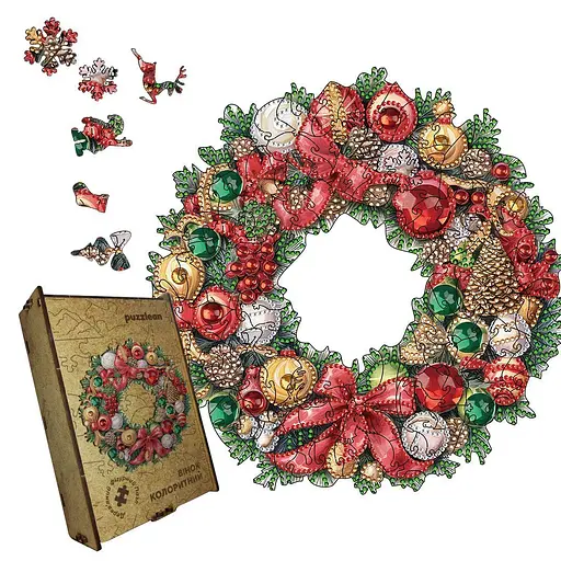 Пазл деревянный Цветной Венок, А5, 35 элементов, Деревянная коробка