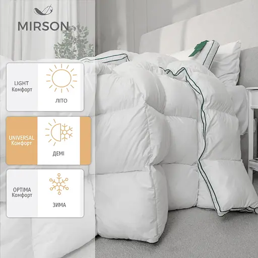 Одеяло пуховое MirSon Imperial Style, демисезонное, 220х200 см, белое с зеленым кантом - фото 2