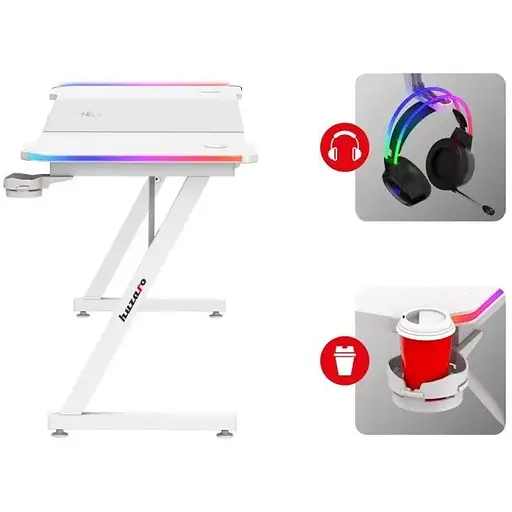 Комп'ютерний стіл Huzaro Hero 4.8 RGB White - фото 7
