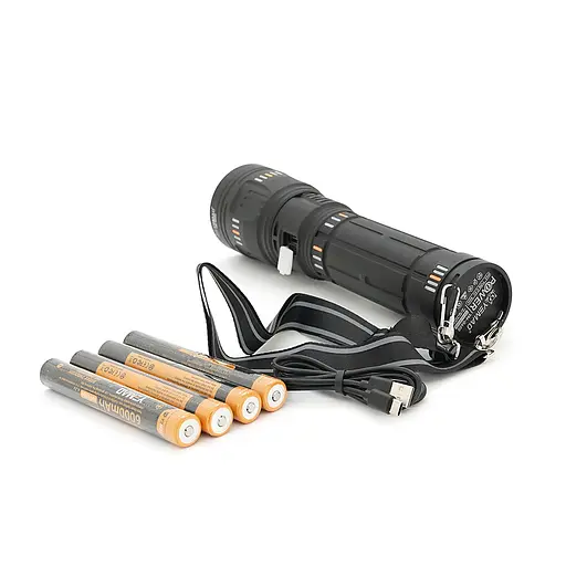 Ліхтар пошуковий YEMAO YM-G600 LED PM60, 4 режими, індикація заряду, живлення від 4(2*18650), IP65, USB кабель, 325х205х100мм, 1,600кг, Black, Чохол+BOX - фото 3