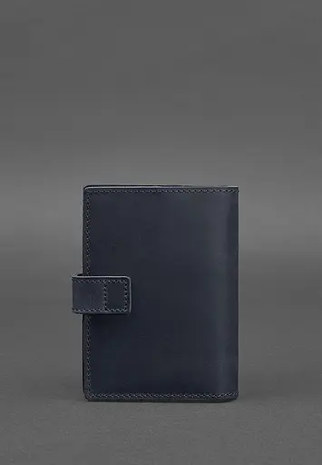 Кожаная обложка для паспорта 5.0 (с окошком) темно-синяя Crazy Horse - фото 5