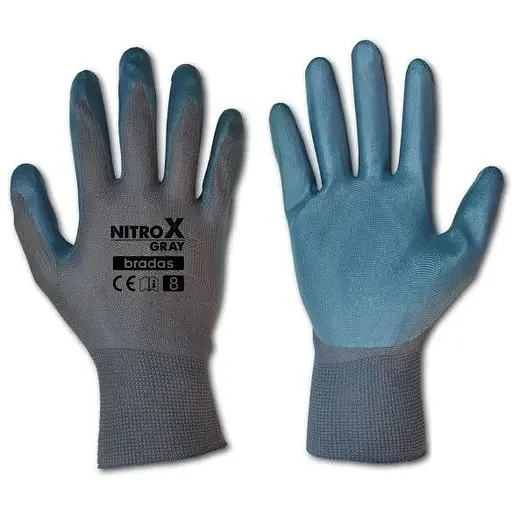 Рукавички захисні Bradas NITROX GRAY нітрил розмір 8 RWNGY8 - фото 1