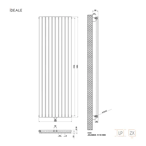 Радіатор дизайнерський Ideale Jolanda 11 10/1800/590 чорний, Чорний - фото 5