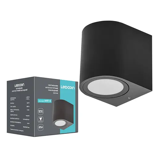 Архітектурний накладний світильник Ledcoin DH144 під лампу чорний - фото 1
