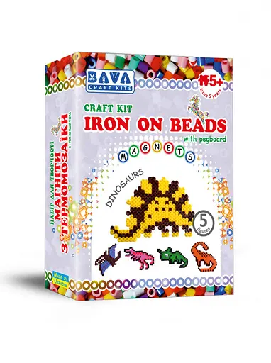 Детский набор для творчества. Магниты с термомозаики "Динозавры" (ТМ-001) TM-001, 5 фигур