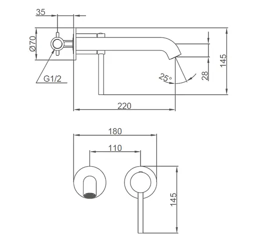 Вбудований змішувач для раковини Gappo чорний G1206-6 Чорний матовий - фото 5