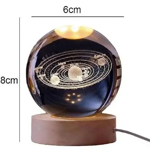 Декоративный 3D ночник Хрустальный шар + дерево LED светильник Солнечная система теплый свет 5V - фото 5