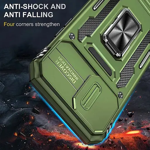Ударостійкий чохол Epik Camshield Army Ring для Apple iPhone 12 Pro/12, 6.1 Оливковий/Army Green - фото 7