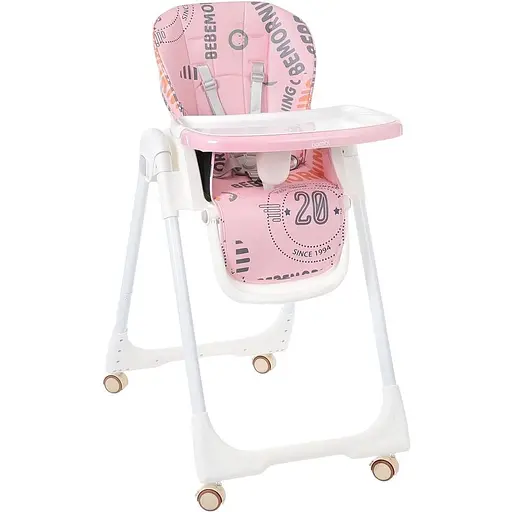 Стульчик для кормления Bambi M 5673-8 с принтом, экокожа, Pink 