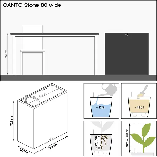 Вазон Lechuza Canto Stone 80 wide кварцевый белый (13747) - фото 4