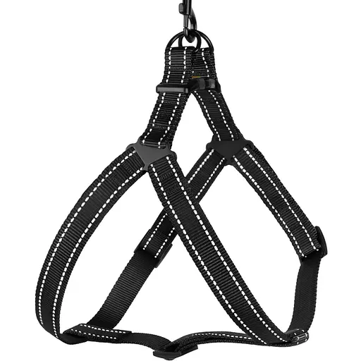 Шлея для собак Barksi Active світловідбивна (обхват грудей 40-53 см ширина 1.6 см) чорна - фото 1