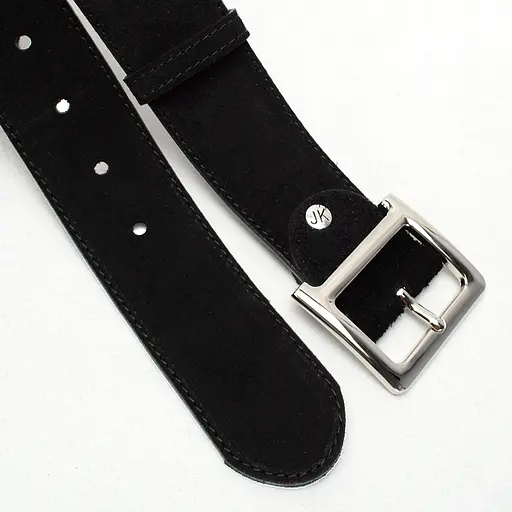 Ремень женский широкий замшевый JK-5017 черный с серебристой пряжкой (120 см) - фото 4