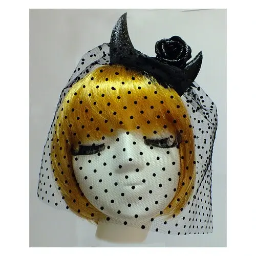 Шляпка-мини Чертовка с розой - фото 1