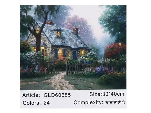 Алмазная мозаика по номерам Домик в лесу 60685, 30x40 см