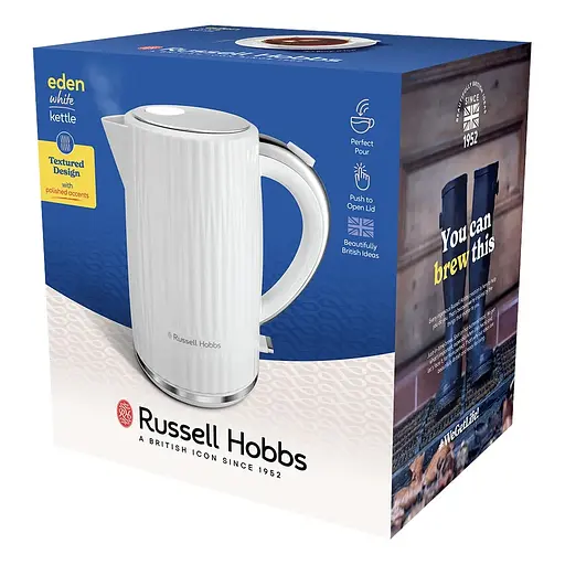 Russell Hobbs Электрочайник Eden, 1.7л, нержавеющая сталь, пластик, белый - фото 8