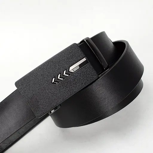 Ремень кожаный мужской черный на автомате SF-3417 (130 см) - фото 2